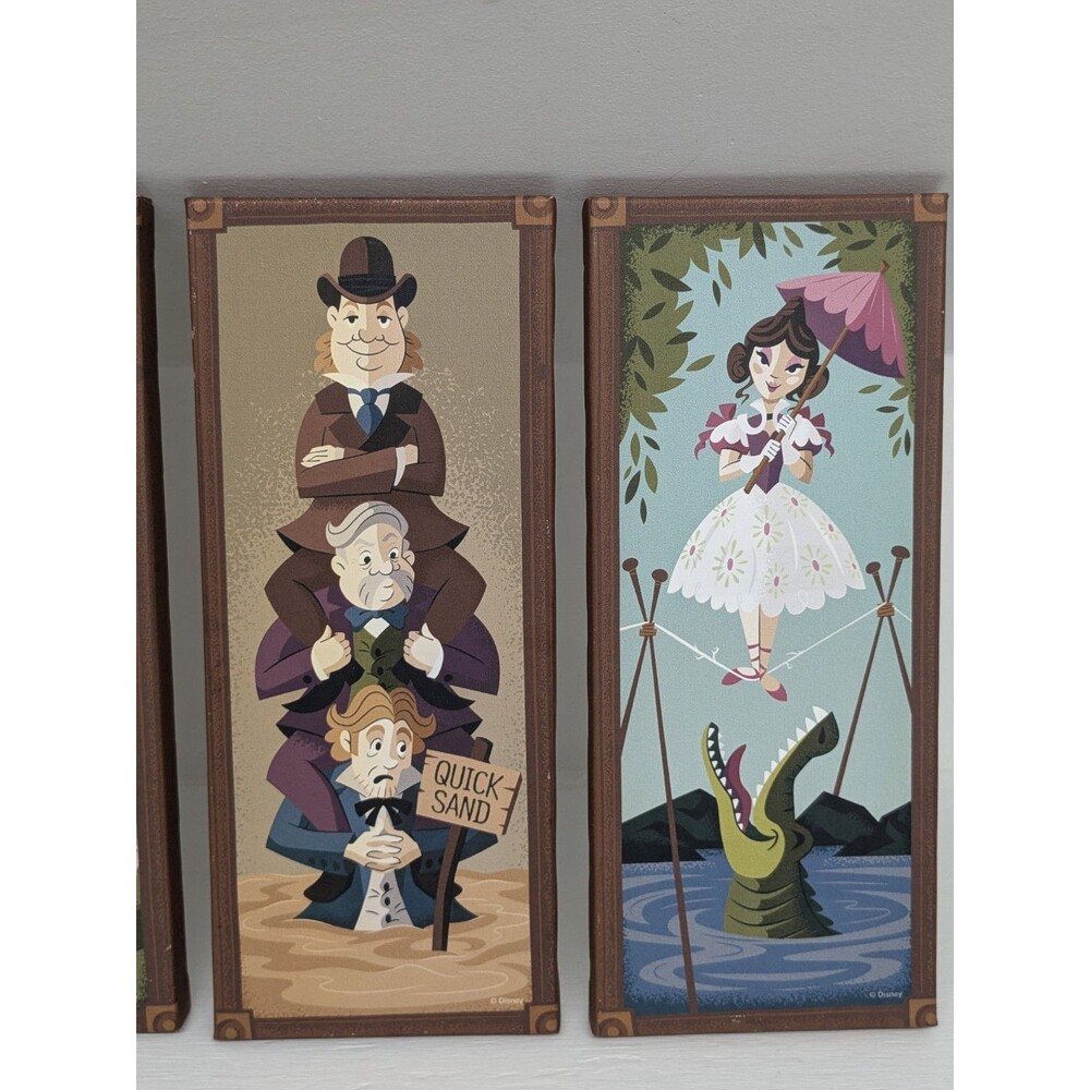 Disney Haunted Mansion 4 Piece 12 x 5 Inch Canvas Wall Art Set Silver Buffalo - Picture 3 of 9